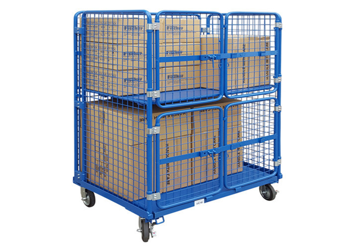 Quality Demountable Rolling Storage Cage Heavy Duty Stackable Zinc Plated Surface for sale
