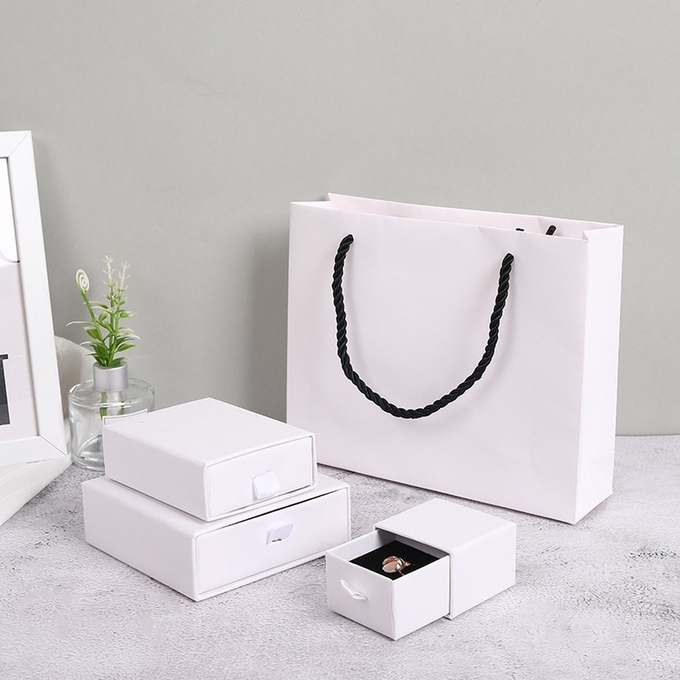 Black Paper Jewelry Box With Drawers, Cardboard Ring Necklace Box Packaging