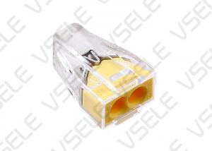 Quality 2 Port Push In Wire Connectors Terminal Block Transparent Yellow Color for sale