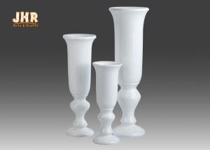 Quality Indoor Shiny White Fiberglass Planters Floor Vases Cup Shape Large Pots for sale