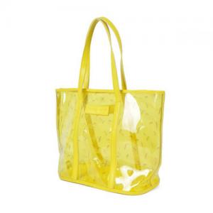 Quality Yellow Clear PVC Tote Bag with Emboss Logo , Women Transparent Shoulder Bags for sale