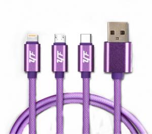 Quality Fishing Net Mobile USB Cables Three In One Micro Type C Lightning Sync Charging Cable for sale