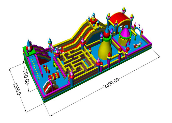 Quality Obstacle Course Maze Kids 12m Bouncy Castle Theme Park for sale