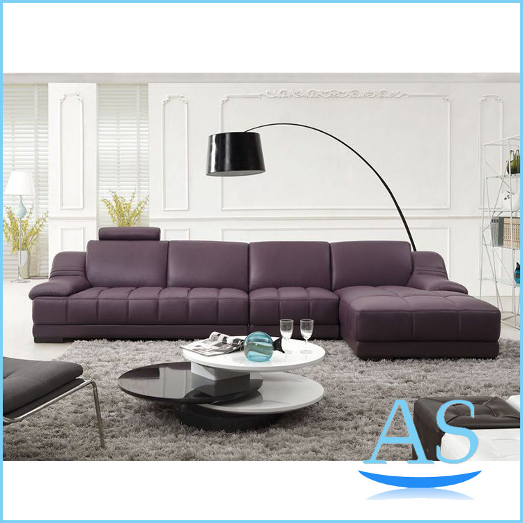 Quality China supplier purple living room modern furniture Leather Sofa L shape sofa SL16 for sale