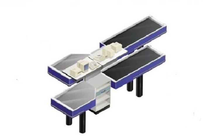 Quality Firm Stable Supermarket Checkout Counter With Conveyor Belt Stainless Steel Countertops for sale