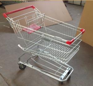 Quality Metal Supermarket Rolling Shopping Carts Chrome Plating 90L With Baby Seat for sale
