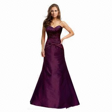 Quality Gorgeous Strapless Long Bridesmaid Purple Lace-up Dress with Detachable Straps for sale