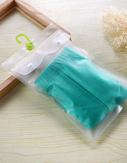 Buy Frosted Hanger Hook Plastic PVC Bag , PVC Poly Bag For Clothes / Swimwear / Bikini at wholesale prices