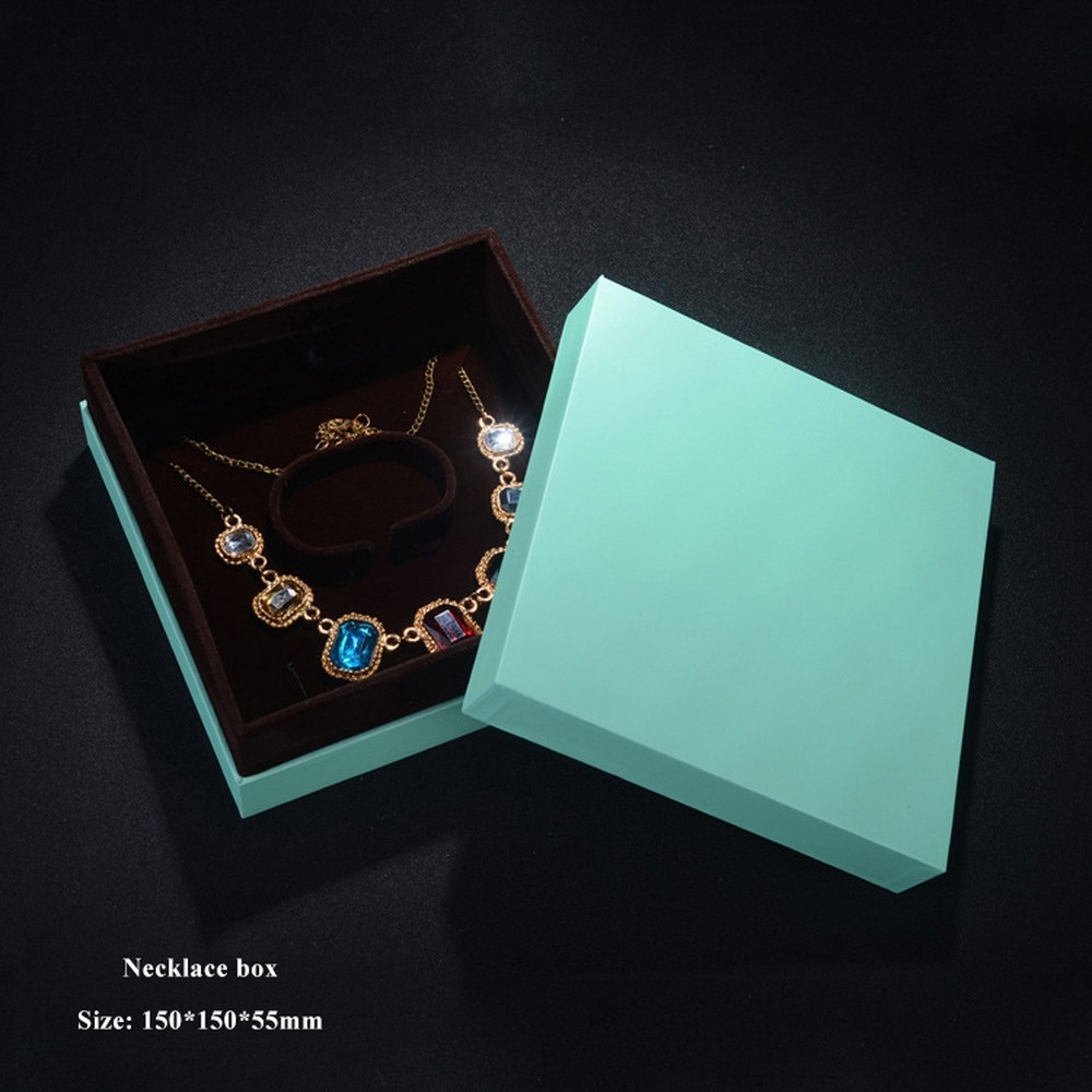 Quality Tiffany Blue Custom Packaging Jewelry Boxes Shoulder Type With Velvet Lining for sale