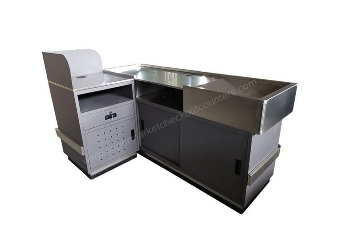 Quality Left Or Right Sided Shop Checkout Counter / Stainless Steel Cash Register Table for sale