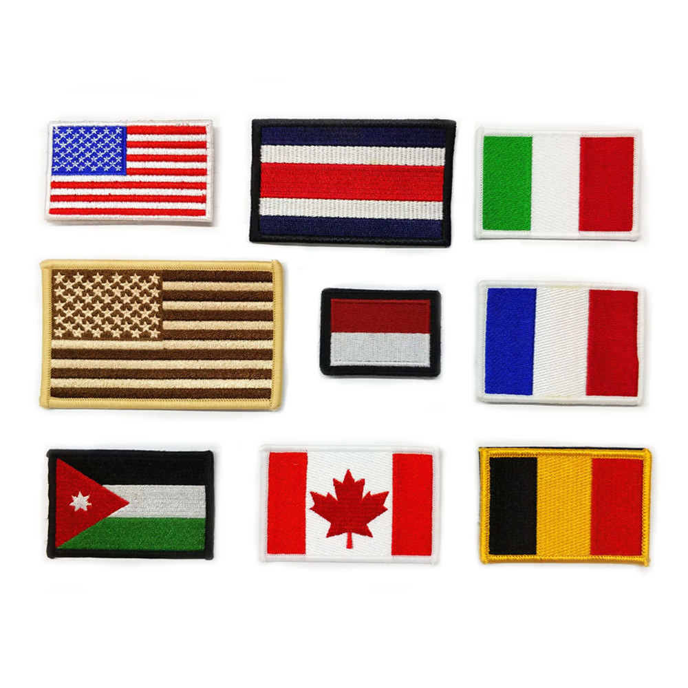 Quality 100% Embroidery Iron On Patches National Countries Flag Patch DIY Hooked For Hats for sale