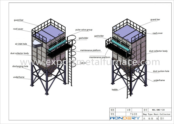 Quality High Performance Metal Melting Furnaces Bag Type Dust Collector 1.5m / Min for sale