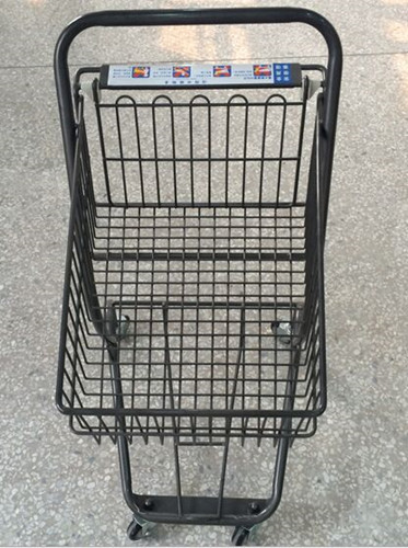 Quality Gray Metal 2 - Tier Supermarket Basket Shopping Trolley Anti - Collision With 4 PU wheels for sale