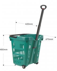 Quality Multi - Funtional Plastic Shopping Basket With Wheels for sale