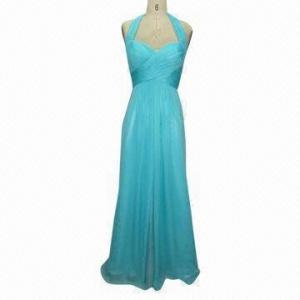 Quality Halter Bridesmaid Dress with Nice Pleats, Made of Regular 120D Chiffon Self for sale