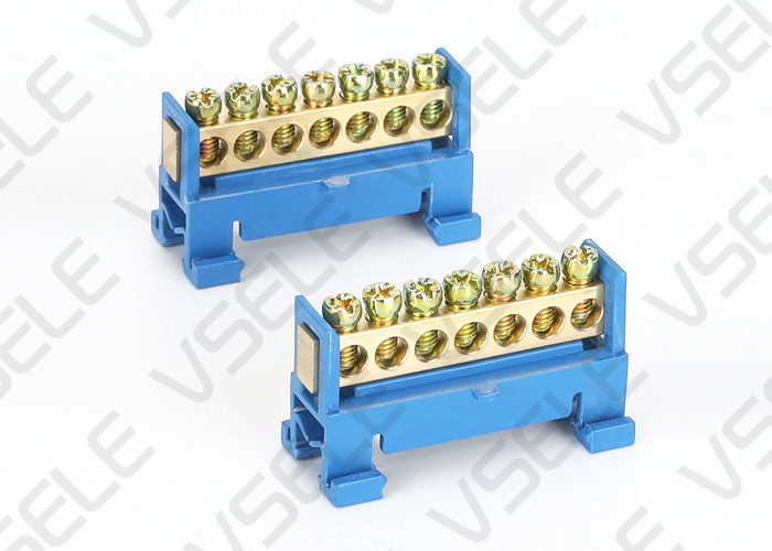 Quality Rail Type Copper Distribution Block Blue Or Green Good Electrical Conductivity for sale