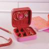 Buy cheap Faux Leather Red Square Portable Travel Jewelry Case 10*10*5cm For Girls from wholesalers