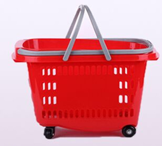 Quality Multi - Functional 4 Wheel Shopping Trolley Plastic Mesh Supermarket Cart for sale