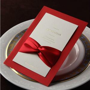 Quality Wedding Invitations with Ribbon Red Business Party Cards Invitation 2015 Wedding Favors Convites De Casamento 14110803 for sale