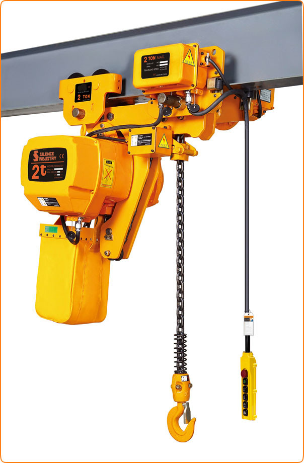 Quality 2000kg Low Headroom Chain Hoist Yellow Color Compact High Safety Performance for sale