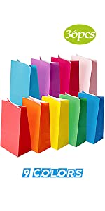 TOMNK 36PCS 9 Colors Paper Treat Bags 5.2&#34; x 3.3&#34; x 9.2&#34;