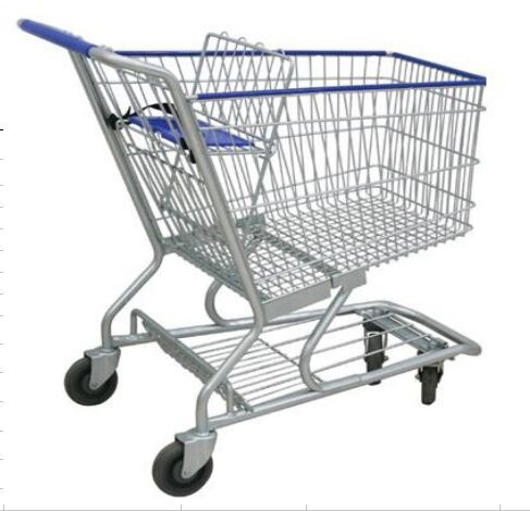 Quality 4 Wheels Metal Shopping Trolley Movable Unfolding Hand Wire Grocery Cart for sale