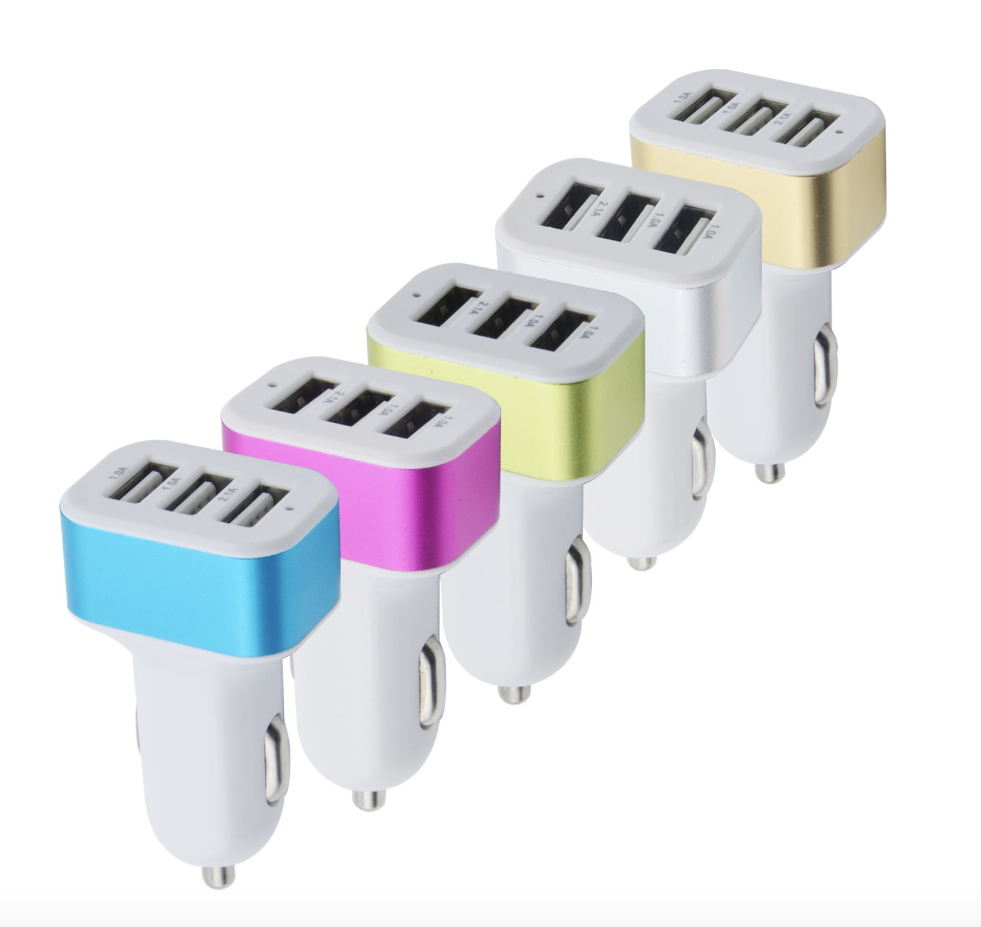 Quality Shenzhen factory supply Aluminium frame 3 USB car charger phone tablet chargers for sale