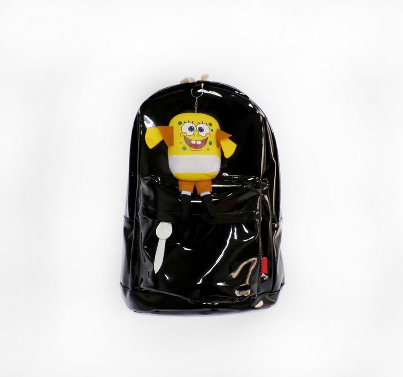 Quality lovely girls black pu leisure backpack for sale