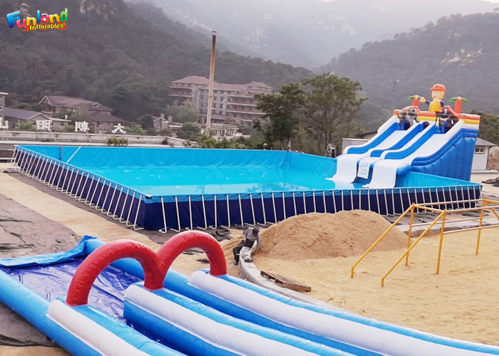 Quality Big Custom Pool 0.9mm PVC Tarpaulin Inflatable Slide For Kids for sale