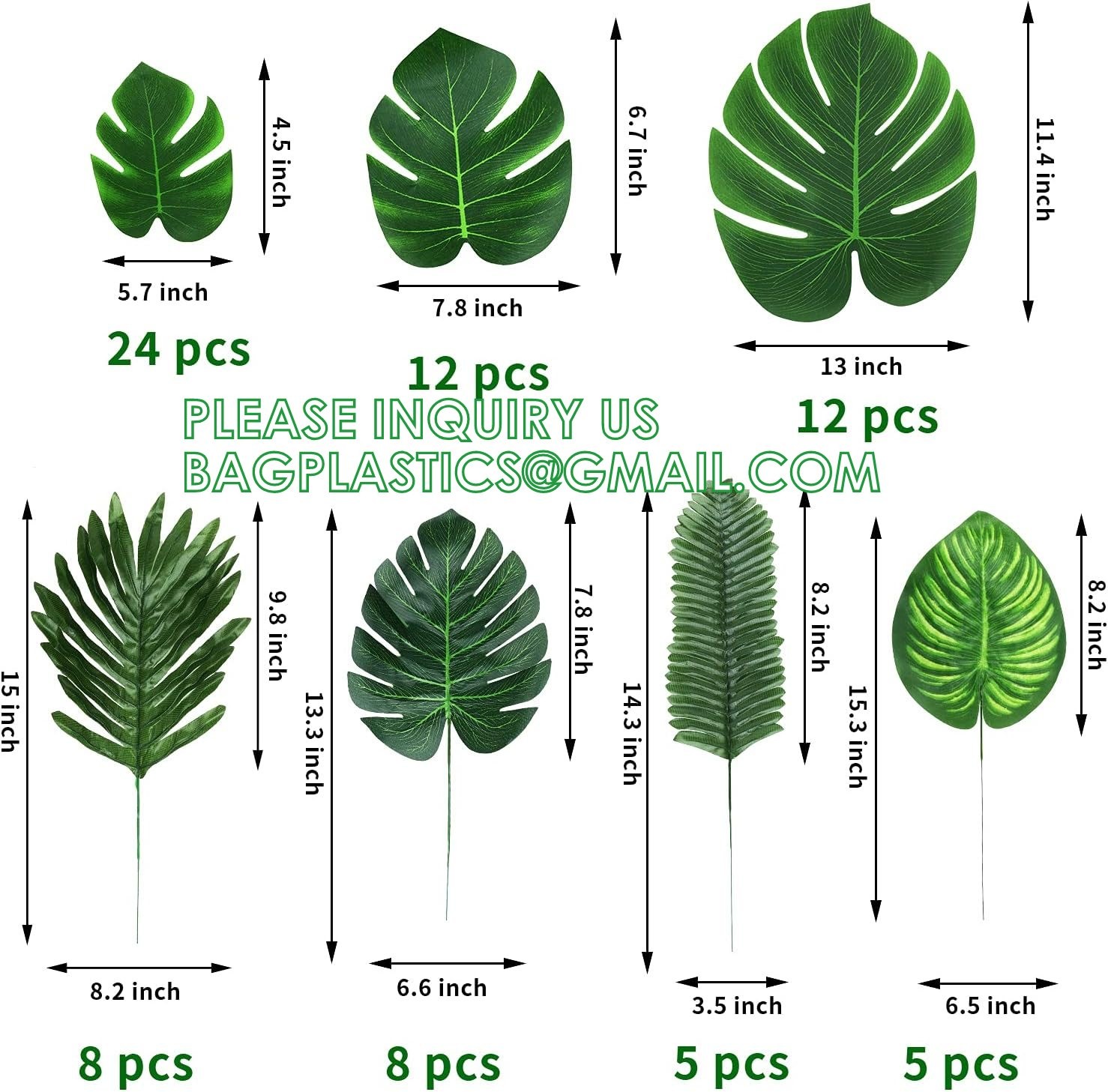 Buy Kinds Artificial Palm Leaves Tropical Fake Leaves, Monstera Leaf Faux Leaves Party Table Decoration Wedding Birthday at wholesale prices