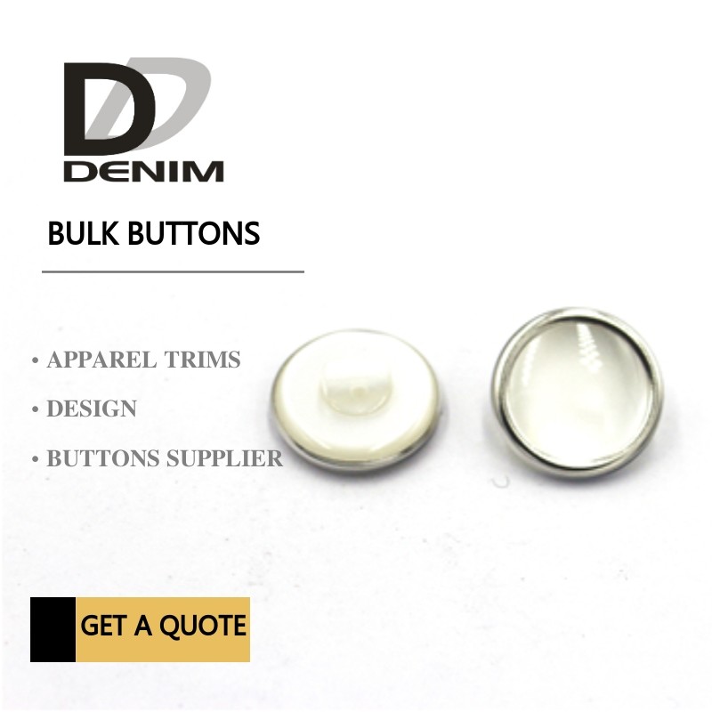 Quality Silver Shank Polyester Bulk Clothing Buttons Pearl Finish 20L With Mental Rim for sale