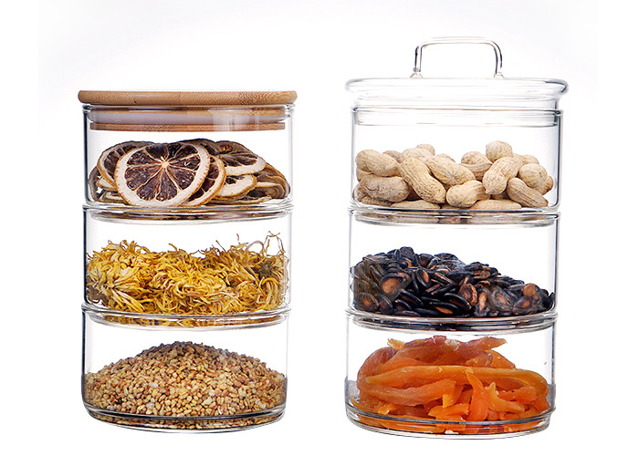 Buy Kitchen Wide Mouth Storage Jars With Bamboo Lid High Borosilicate at wholesale prices