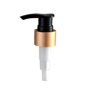 cosmetic Plastic Dispenser Pumps , golden aluminum lotion pump