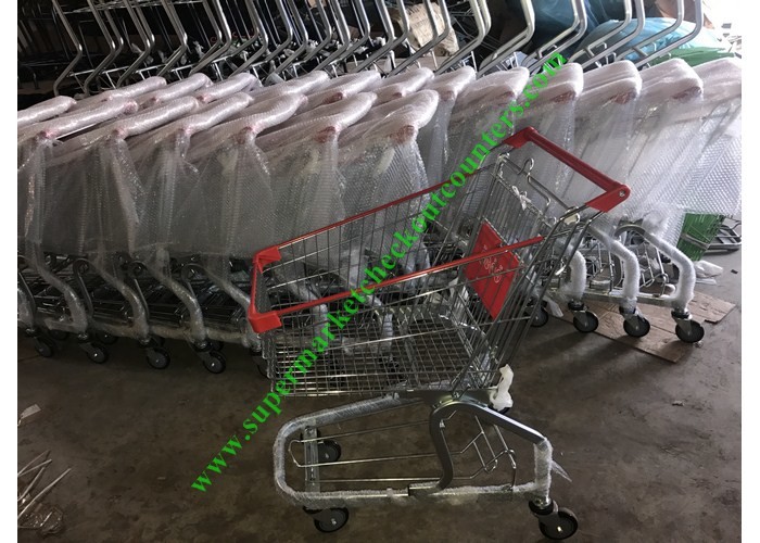 Quality Zinc And Powder Coating Supermarket Shopping Cart / Steel Mesh Hand Trolley for sale