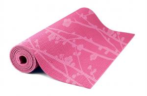 Quality silk-screen printing PVC yoga mat/pink cherry blossom yoga mat for sale