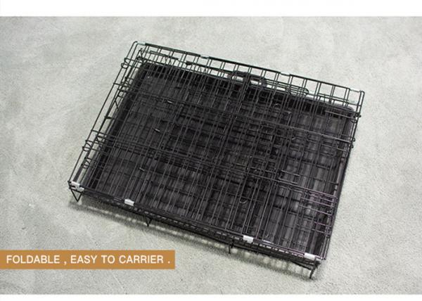 Stainless Steel Foldable Pet Cage Collapsible Metal Pet Crate With Removable Tray