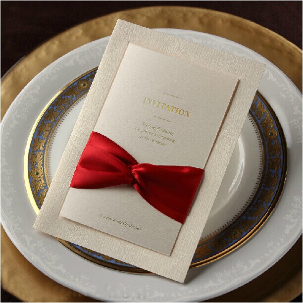 Quality Elegant Wedding Cards Invitations with Ribbon 2015 Wedding Favors Convite De Casamento 14110802 for sale