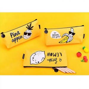 Quality Cartoon Kids Student Pencil Pouches Polyester , Zipper Pencil Case Bag Yellow for sale