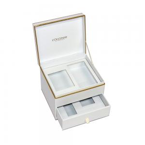 Quality Multifunctional Cosmetic Gift Boxes Two Tiers With Grosgrain Ribbon for sale