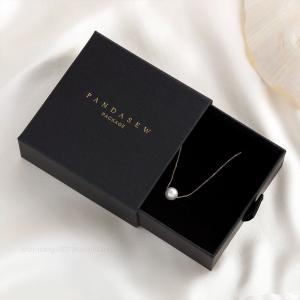 Quality Pull Out Black Cardboard Necklace Box With 1.5cm Thick Sponge for sale