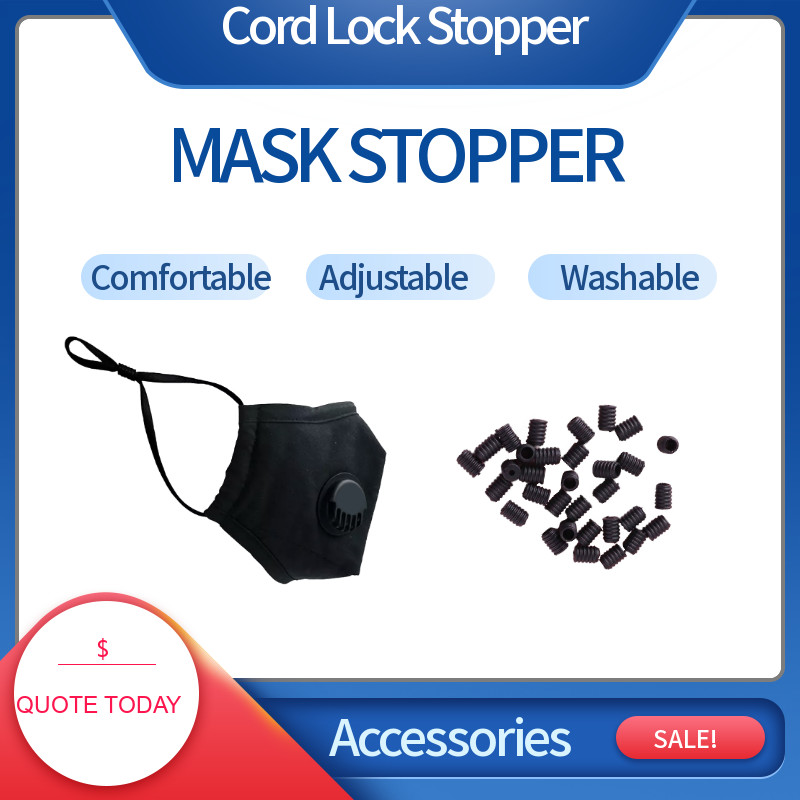 Quality Plastic Face Mask Stopper , Cord Lock Stoppers In Black Color Eco-Friendly for sale
