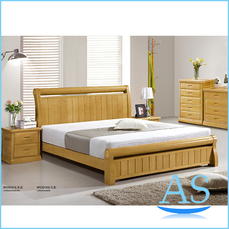 Quality china wooden bed 100% solid wood bed Beech wood Solid Wood queen bed B503 for sale