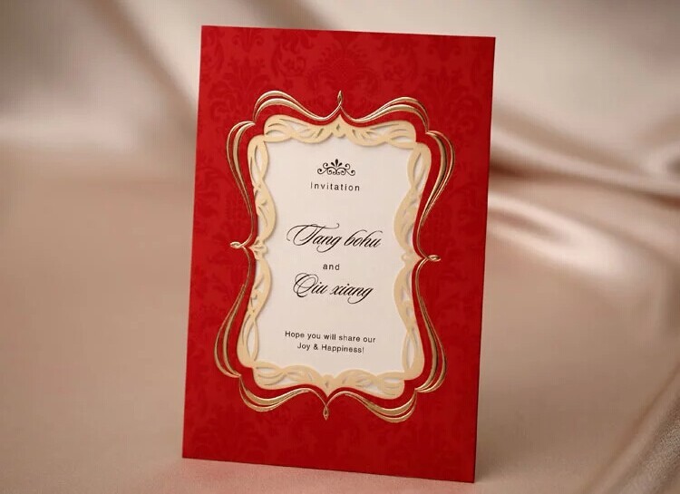 Hot Sales Laser-Cut Wedding Invitations in Red 2015 Flower Wedding decorations Convites De Casamento 14110801
