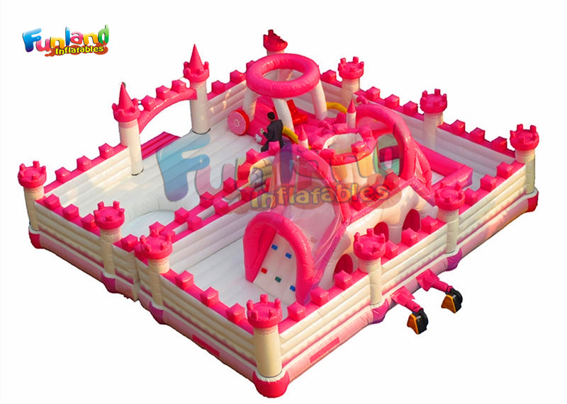 Quality Pink Castle Party 1.5HP Blower Inflatable Indoor Playground for sale