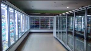 Quality Glass door commercial supermarket walk in cooler beverage milk display refrigerator for sale