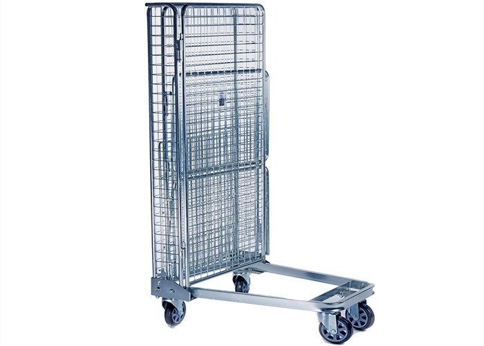 Quality Galvanized Lockable Roll Cage Trolley Folding Portable With 4 Wheels for sale