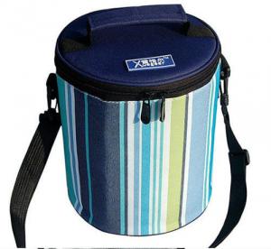 Quality Cylindric Insulated Cooler Bags , Portable Wine Cooler Bag Top Round Zipper for sale