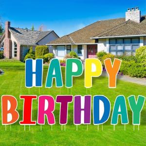 Quality OEM Happy Birthday Yard Signs Lawn Decoration With Stake Corona Treated for sale