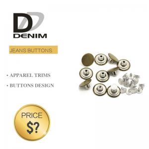 Quality Fashion Round Denim Jacket Buttons Silver & Brass Rivet For Garments for sale