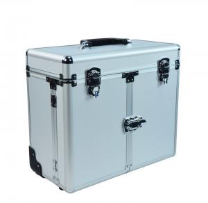 Quality Silver Aluminum Hairdresser Trolley Case Aluminum Grooming Case With Trolly In Silver for sale